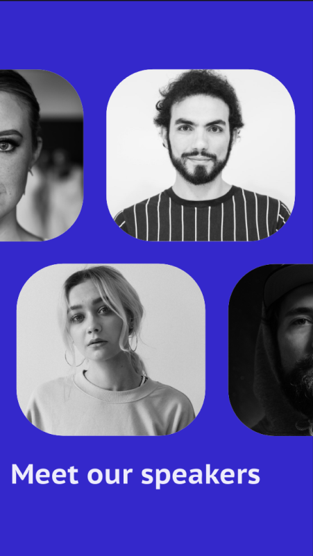 Simple animation, introducing conference speakers, photo card animation