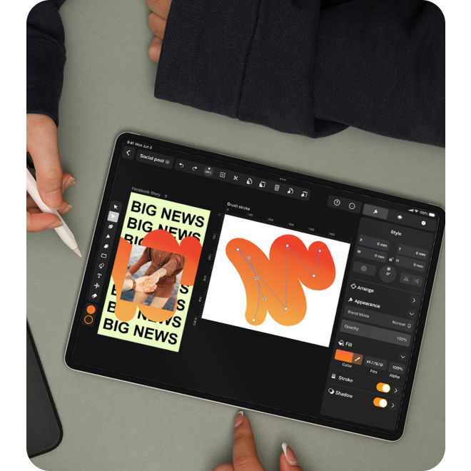table top ipad designing with apple pencil