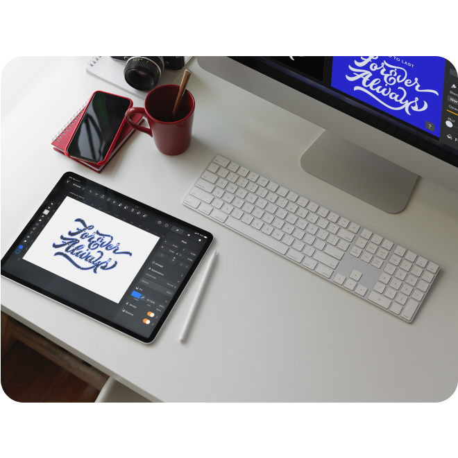 ipad and apple imac to recreate design typography