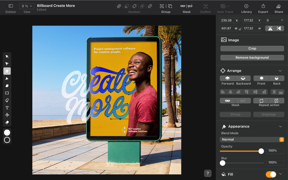 mockup program creating street billboards commercial