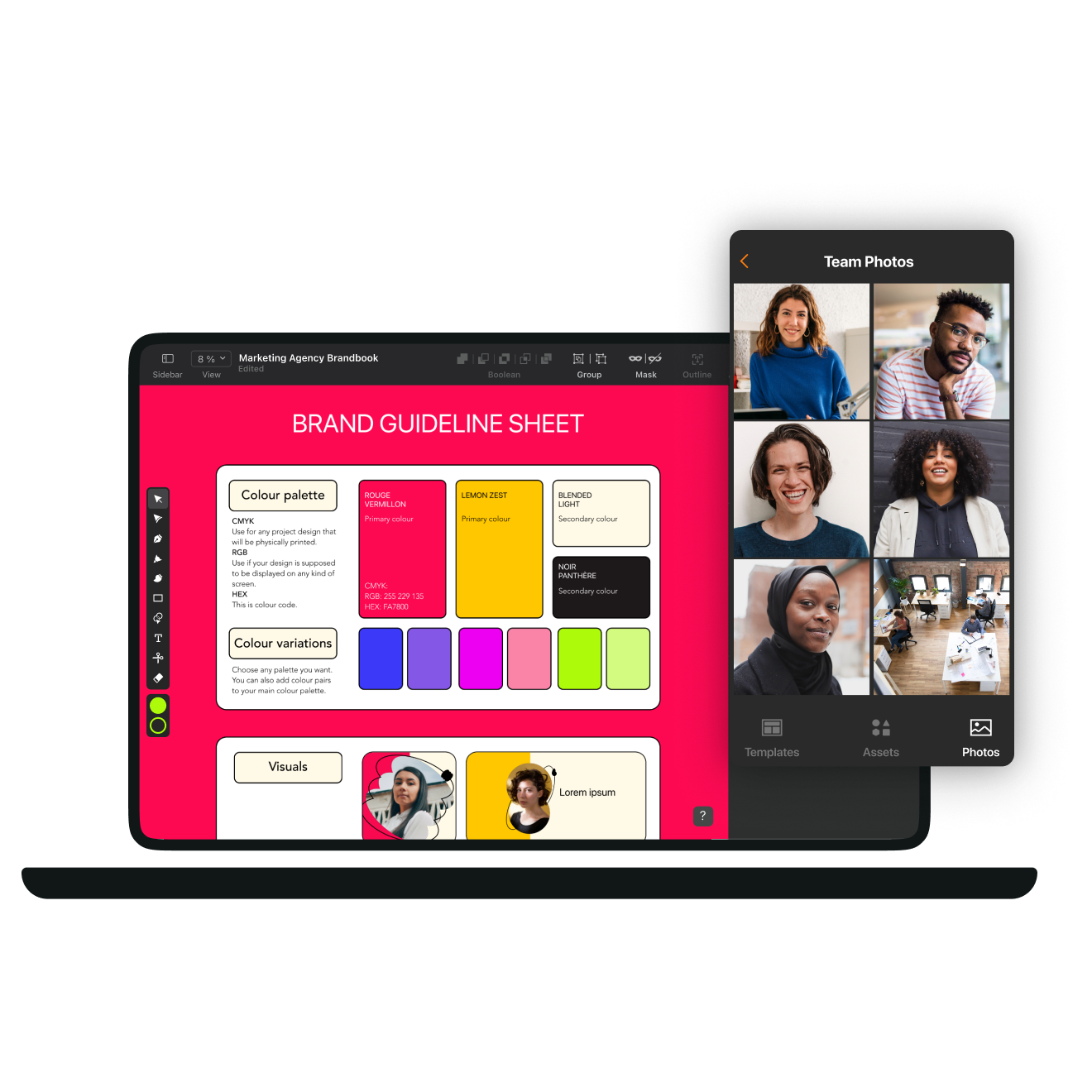 brand guidelines sheet design and profile photos