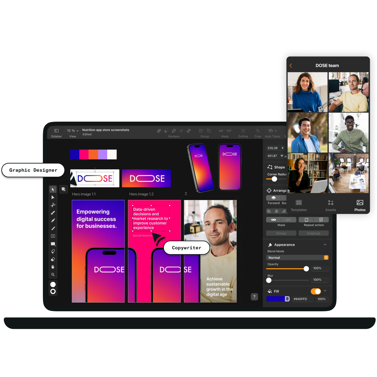 pink gradient design with people profles