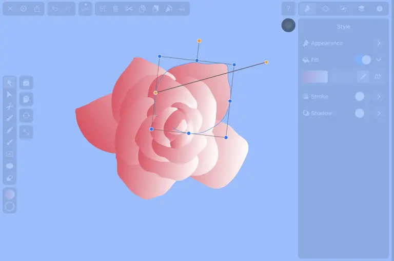 vectornator adjust gradient of rose