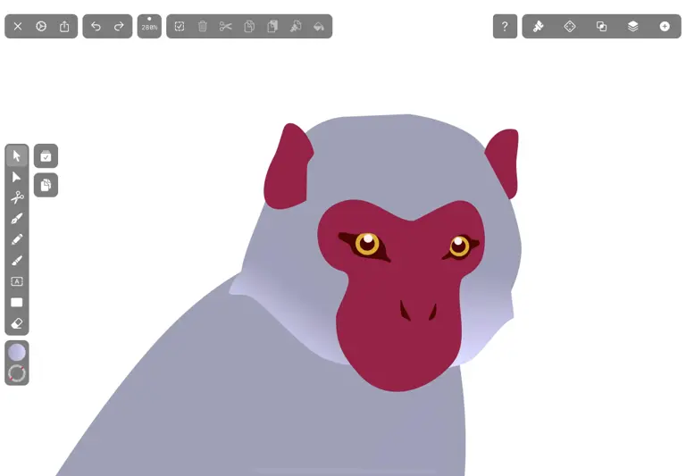 detailed monkey face drawing on vectornator