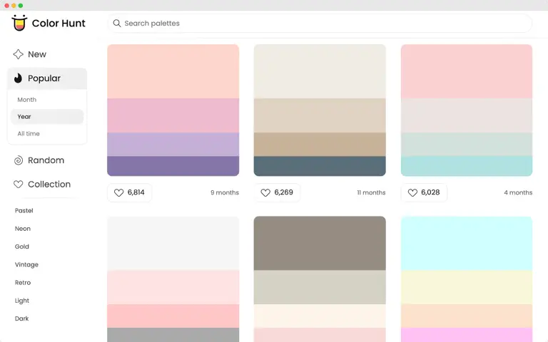 Color Hunt color palettes
