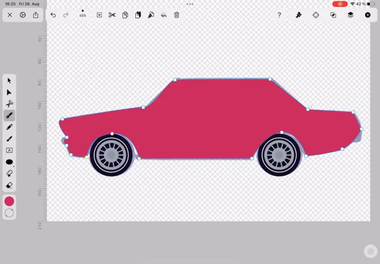 Drawing a car body shape in Vectornator